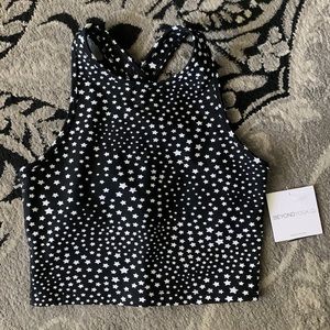 Beyond Yoga Black and White Star Long-Line Sports Bra